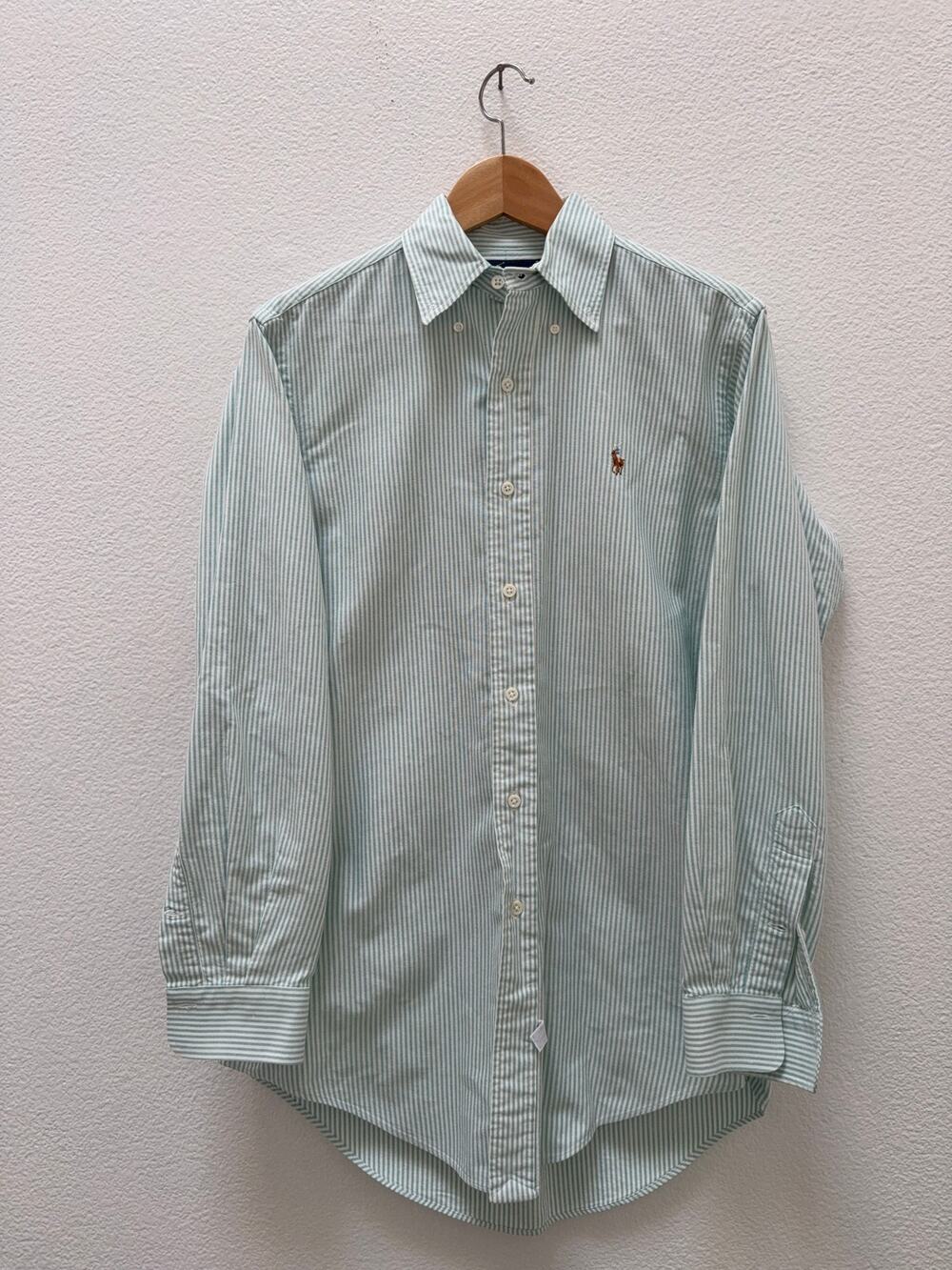 Vintage Polo Ralph Lauren Striped Oxford Shirt Men 14.5 32 Green White